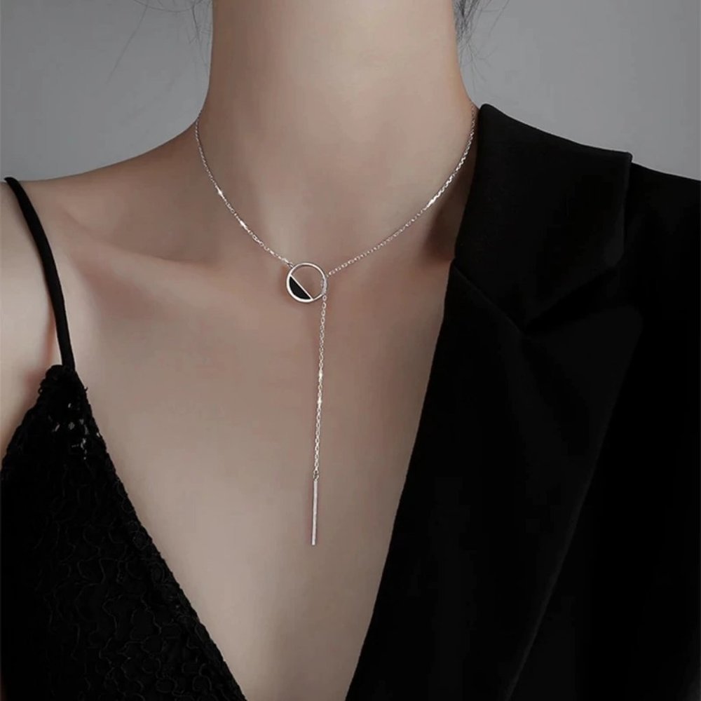 *NEW 925 Sterling Silver Bar Circle Necklace C1 - Picture 5 of 6